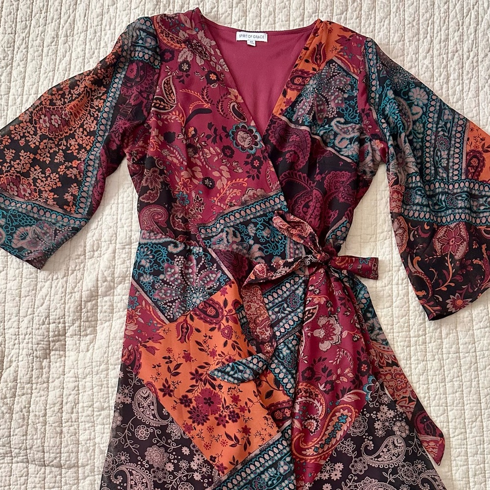Bohemian Patchwork Long Sleeve Dress